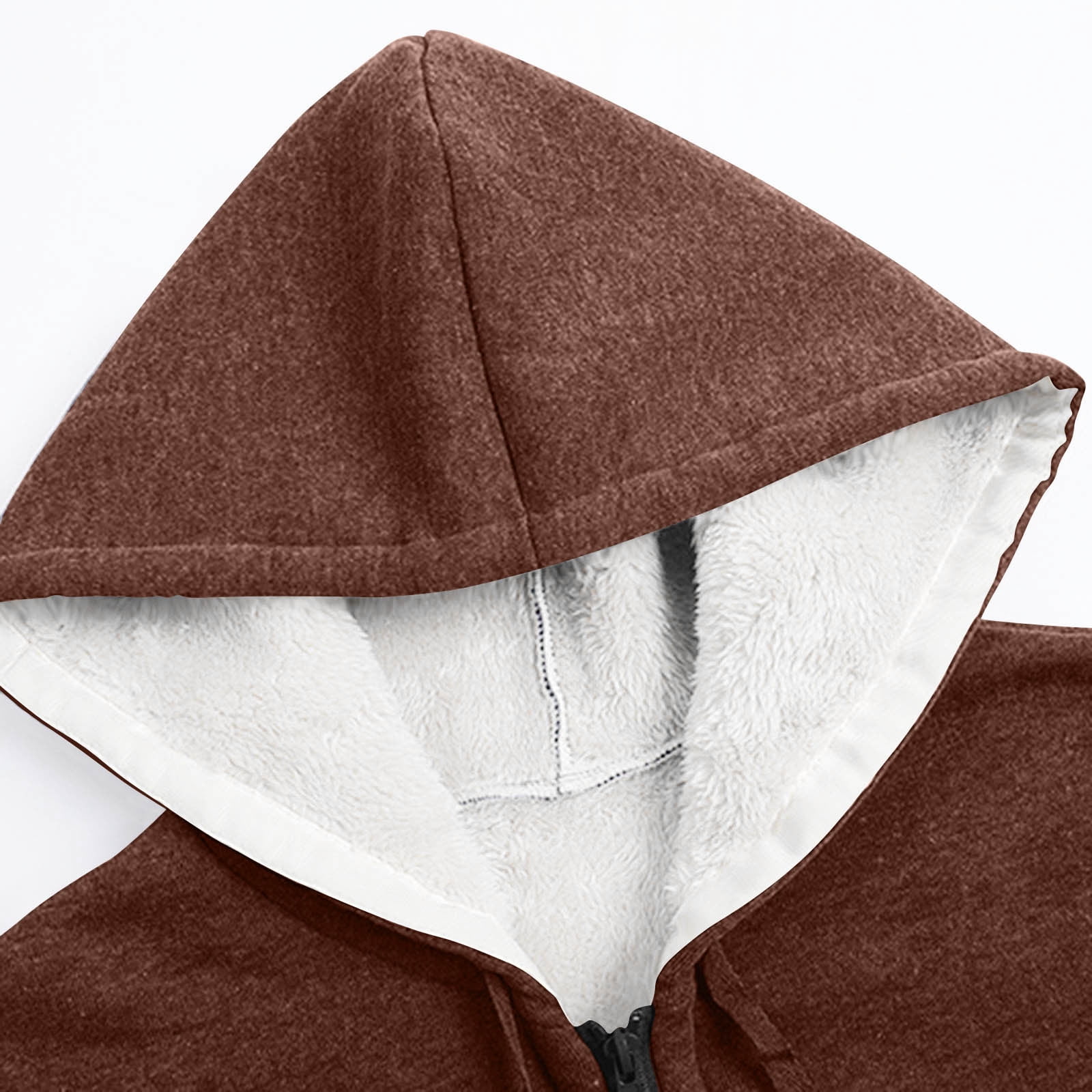 DPTALR George Women's Plus Size Solid Color Zip-Up Hooded Fleece-Thickened,Brown,Big and Tall Men XXL