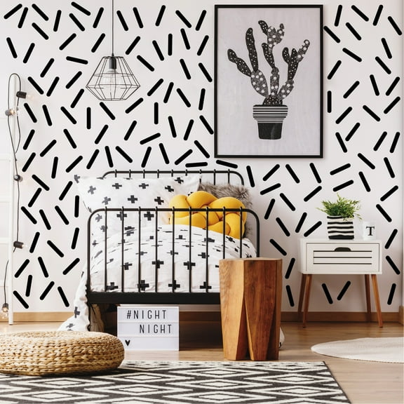 150 Pcs Black Strip Wall Decal Stickers Removable Wall Stickers for Bedroom Living Room Kids Playroom DIY Decor