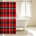 thumbnail image 3 of Manfei Classic Plaid Shower Curtain 72Wx84L,Vintage Check Bathroom Shower Curtain,Red Black White, 3 of 5