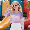 thumbnail image 3 of Xixirimido Axolotl Colorful Galaxy Girls Casual T-Shirts Long Sleeve Pullover Crop Tops 3D Graphic Crew Neck Cropped Sweatshirts for Spring Fall for 7-8 Years, 3 of 7