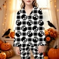 thumbnail image 2 of Gunia Teen Girls' Halloween Pajama Sets 2 Piece Button Up Long Sleeve Tops With Pants Nightwear Pjs Loungewear Black 11-12 Years, 2 of 5