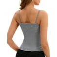thumbnail image 3 of INSPIRE CHIC Women's Ribbed Camisole Basic Undershirts Unadjustable Spaghetti Strap Cami Tank Top L Grey, 3 of 5