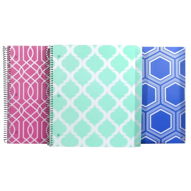 Studio C 5 Subject Notebooks, Pattern Play Collection, Assorted Colors