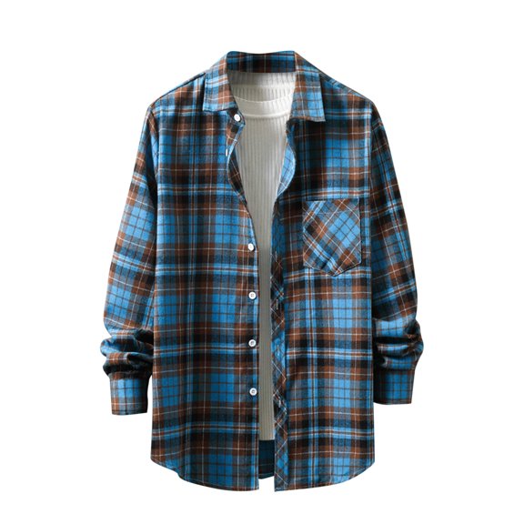 Aimik Hanes Mens Flannel Shirts Long Sleeve Button Down Flannel Shirt for Men Plaid Shirt Mens Button Up Shirts Long Sleeve-Dark Blue XL