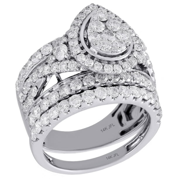Jewelry For Less 14K White Gold Diamond Bridal Set