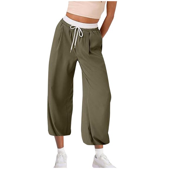 Multi-Pocket Slacks MIUOWANP Women's Solid Color Fashionable And Comfortable High Waisted Workwear Pants With 8 Pockets For Casual Wear Army Green XXL