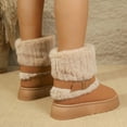 thumbnail image 6 of Viluyesy Womens Winter Snow Boots, Comfortable Soft Thick Sole Keep Warm Furry Collar Mid Calf Suede Boots Khaki US6, 6 of 9
