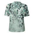 thumbnail image 6 of Ink Wash Floral Henley Blouse for Women - Short Sleeve V-Neck Button Down Tunic, Loose Fit Boho Casual Summer Top Green XXL, 6 of 9