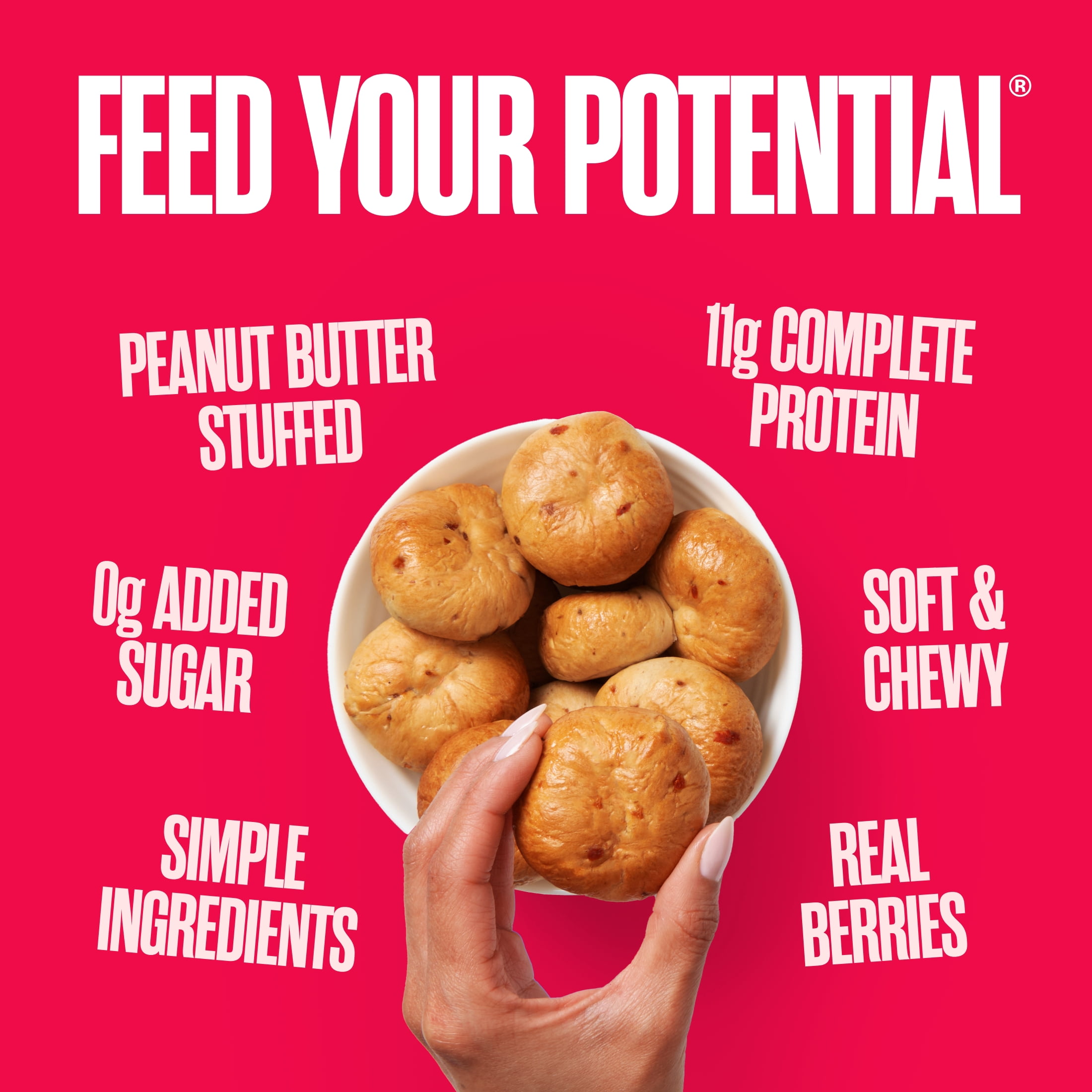 Sola PB Stuffed Strawberry Bites, 12 Energy Bites, Resealable Pouch