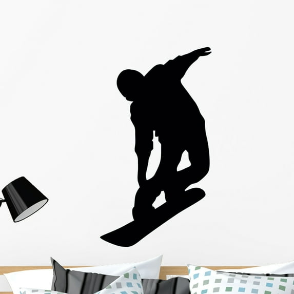 Snowboarding Silhouette Wall Decal by Wallmonkeys Peel and Stick Graphic (36 in H x 20 in W) WM200293