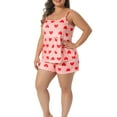 thumbnail image 4 of Agnes Orinda Women's Plus Size 2 Piece Nightwear Heart Pattern Cami and Boxer Shorts Cute Soft Lounge Pajamas Set 1X Pink, 4 of 6