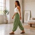 thumbnail image 7 of Womens Balloon Pants Wide Leg Barrel Pants Baggy Trousers Elastic Waist Casual Lounge Travel Pants with Pockets,M, 7 of 7