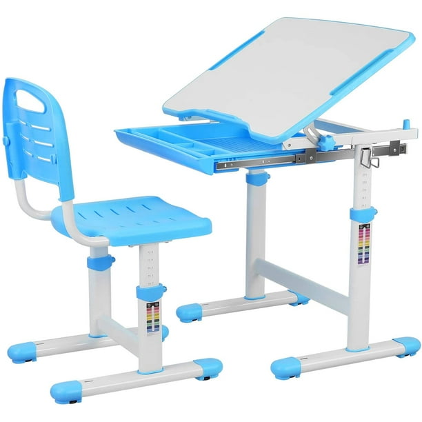 LAZY BUDDY Kids Desk and Chair Set, Height Adjustable Children Study Table  Students Interactive Workstation, with Wood Tiltable Anti-Reflective  Tabletop - Walmart.com - Walmart.com