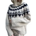thumbnail image 2 of Suéter de Mujer Vintage de Cuello Redondo y Larga de Punto Grueso para Otoño e Invierno Gris M, 2 of 9
