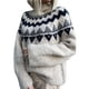 thumbnail image 2 of Suéter de Mujer Vintage de Cuello Redondo y Larga de Punto Grueso para Otoño e Invierno Gris L, 2 of 9