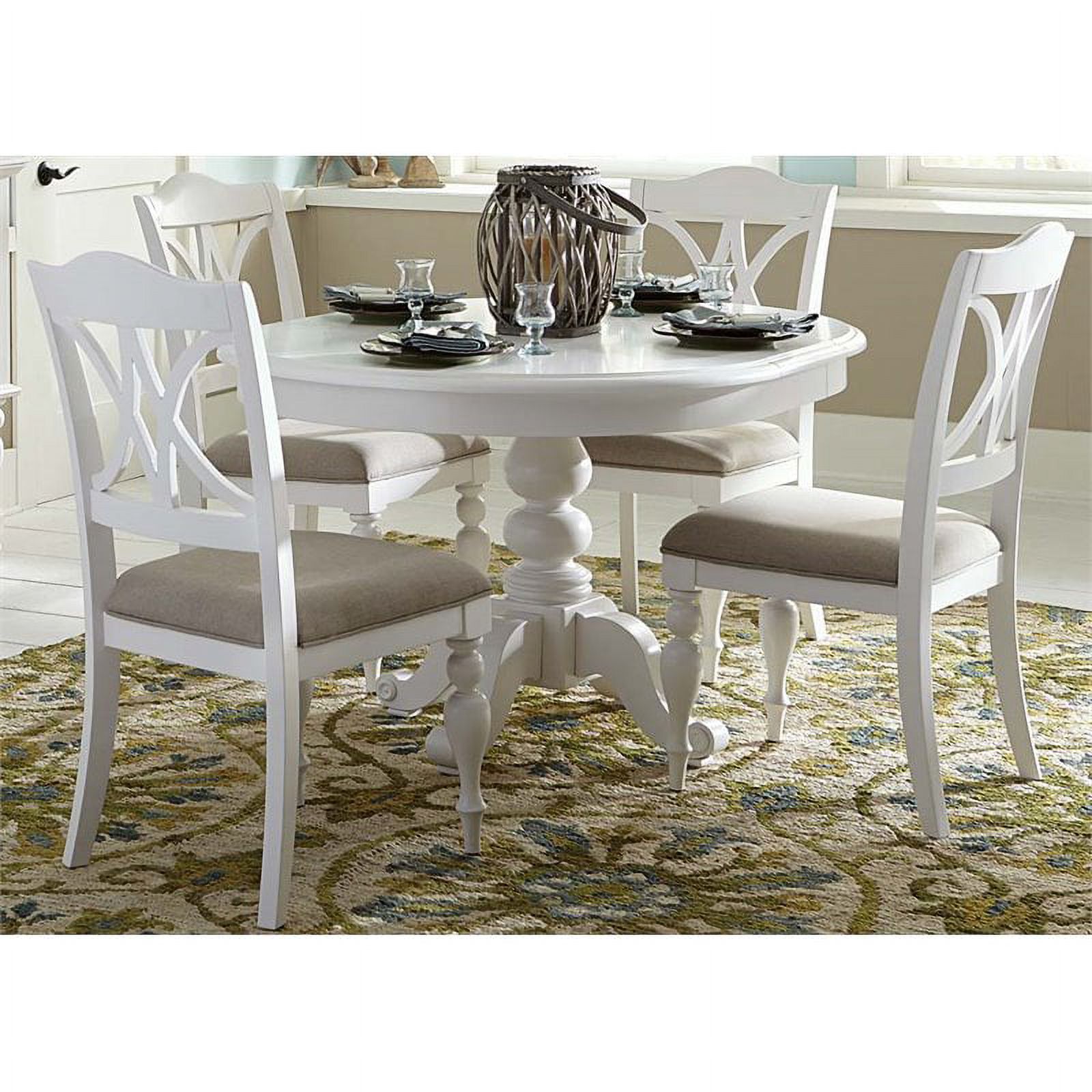 Summer House White 5 Piece Pedestal Table Set - image 2 of 14