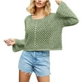 thumbnail image 2 of BONIXOOM Sweaters For Women Modern Fit Sweater Pullover Vacation Crew Neck Sweaters For Women Clearance Green L(US:8), 2 of 4