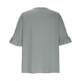 thumbnail image 5 of Ediodpoh A Fashionable Casual Loose V Neck Button Down Pleated Five Quarter Sleeve Solid Color T Shirt for Ladies Tshirts for Women Grey XXL, 5 of 6