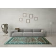 thumbnail image 3 of Ahgly Company Indoor Square Oriental Light Blue Industrial Area Rugs, 4' Square, 3 of 4