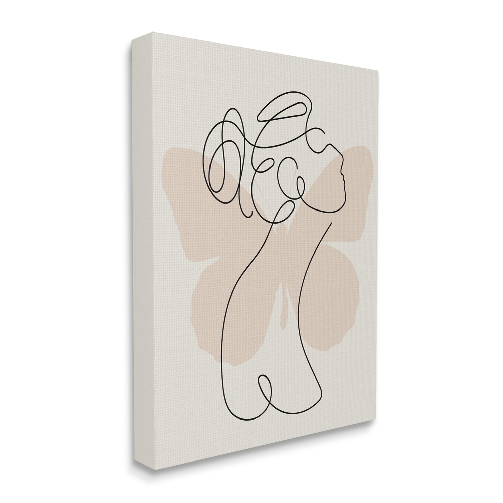 Stupell Industries Woman & Butterfly Line Doodle Abstract Painting Gallery Wrapped Canvas Print Wall Art