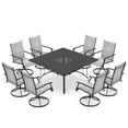 thumbnail image 2 of BUPPLEE 9-Piece Outdoor Dining Set for 8 with Swivel Chairs, Square Metal Table with Umbrella Hole for Patio, Deck and Backyard, 2 of 7