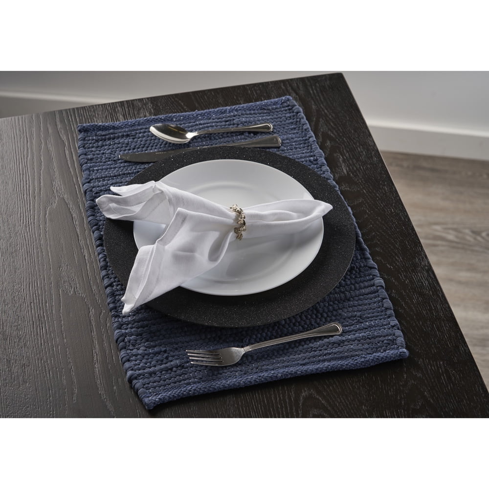 Ox Bay Zest Set of 4 Cotton Placemats, Indigo Solid