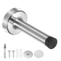 Uxcell Door Stoppers, 4 Inch 304 Stainless Steel Wall Mounted Long Door Stop with Plastic Rubber Bumper [Silver Tone]