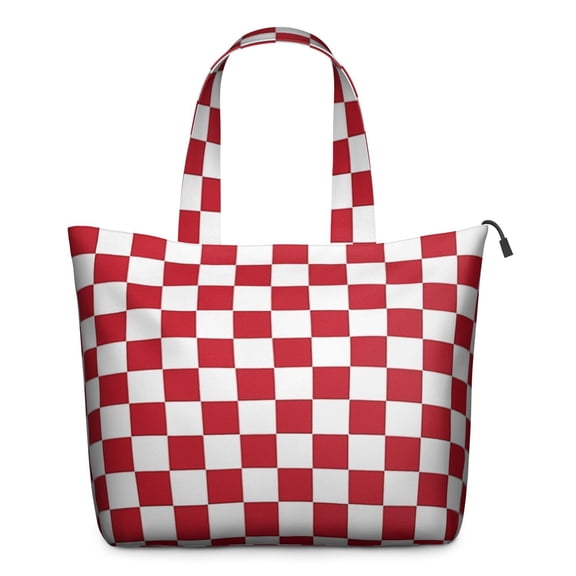 Red and White Checkered Pattern Travel Tote Bags for Women Carry On,Large Weekender Bags for Women Travel,Multi Functional Duffle Bag for Work,Shopping,Sports