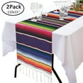 thumbnail image 4 of Gamexcel 2 Pack Mexican Cotton Table Runners with Fringe, Handwoven Striped Table Decor for Cinco de Mayo, Wedding, 110 x 15 in, 4 of 7