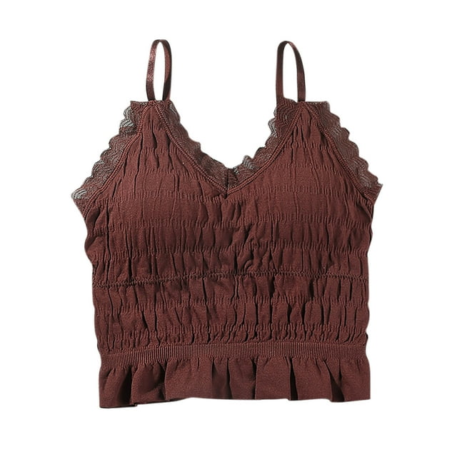 Tnhcen Plus Size Adjustable Lace Sleepwear Set Free Size Halter Top with Built-In Bralette Flirty Ruched Back for Women