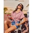 thumbnail image 4 of Blusas de lino HOTOUCH para mujer, talla grande, manga corta, color mandarina, 4 of 5