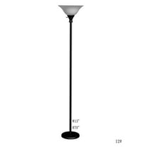 Cal Lighting 13" Metal and Glass Torchiere Floor Lamp in Black/Frosted White
