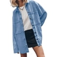 thumbnail image 3 of Womens Oversized Jean Jacket Casual Button Up Denim Overshirt Trendy Long Sleeve Denim Jacket Coat, 3 of 8