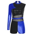 thumbnail image 3 of Haitryli Latin Dance Leotard for Women One Piece Sequin Metallic Rompers Gymnastics Bodysuit Royal Blue S, 3 of 5