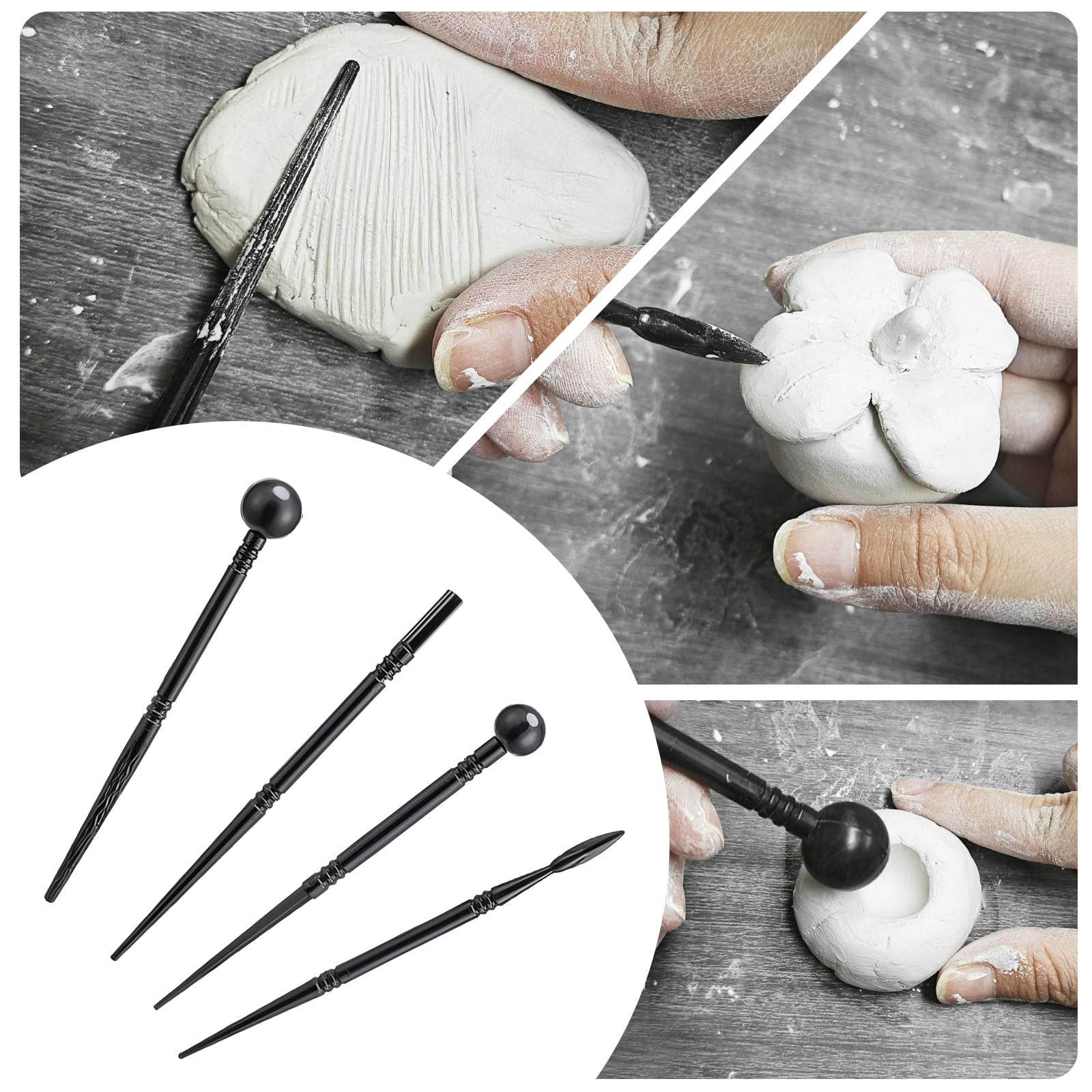 100ml Air Dry Clay Glaze And 29pcs Tools Kit  Gloss Varnish Protects From Surface Wear Pottery Can Be For Stippling Carving Molding Shaping Crafts(gloss)