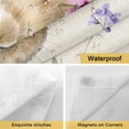 thumbnail image 4 of Easter Rabbit No Hooks Shower Curtain with Snap-in Liner Spring Blue Purple Pink Floral Leaf Plant Linen Texture Shower Curtains for Bathroom, Waterproof, Easy Install, Washable 54"x78", 4 of 9