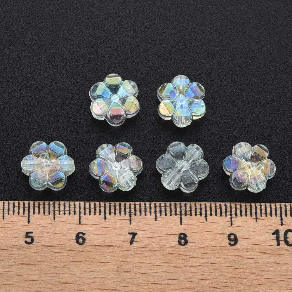500gs Transparent Acrylic Beads AB color Flower Honeydew 10x5mm Hole: 1.8mm about 1650pcs/500g