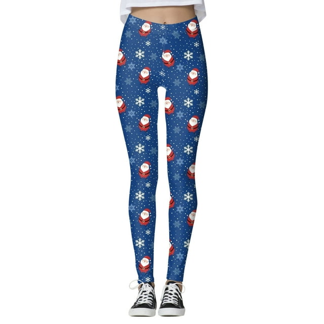 Gibobby Leggings estampados para mujer Pantalones estampados navideños personalizados para mujer, mallas ajustadas personalizadas para mallas para correr(Azul,XG)