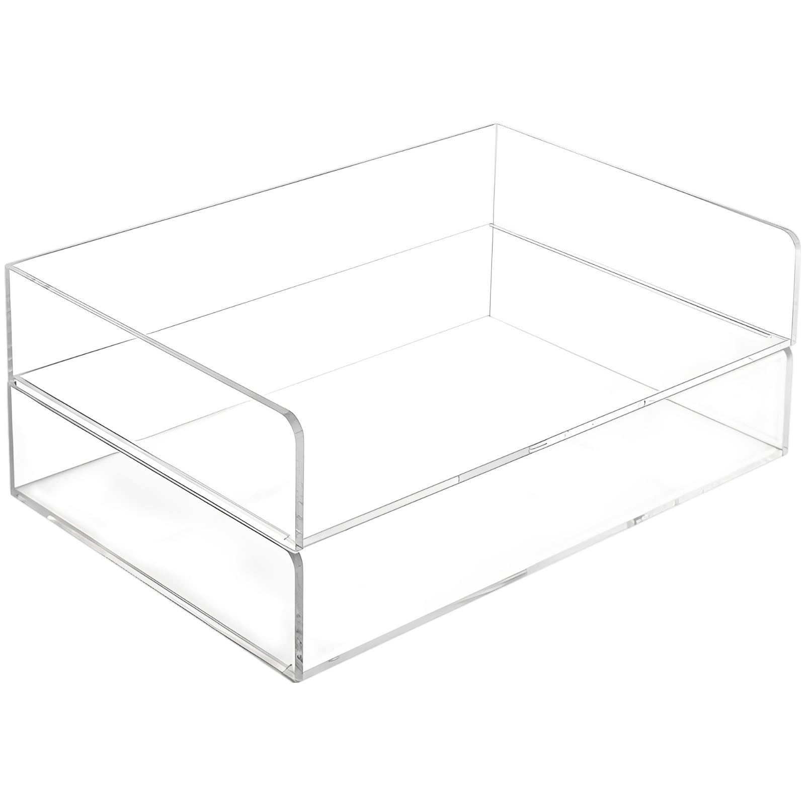 2 Pcs Stackable Paper Letter Tray, A4 Size Acrylic Desk Organizer with Open Front, Clear File & Document Holder for Office Storage, Vertical Tray for Desk Organization