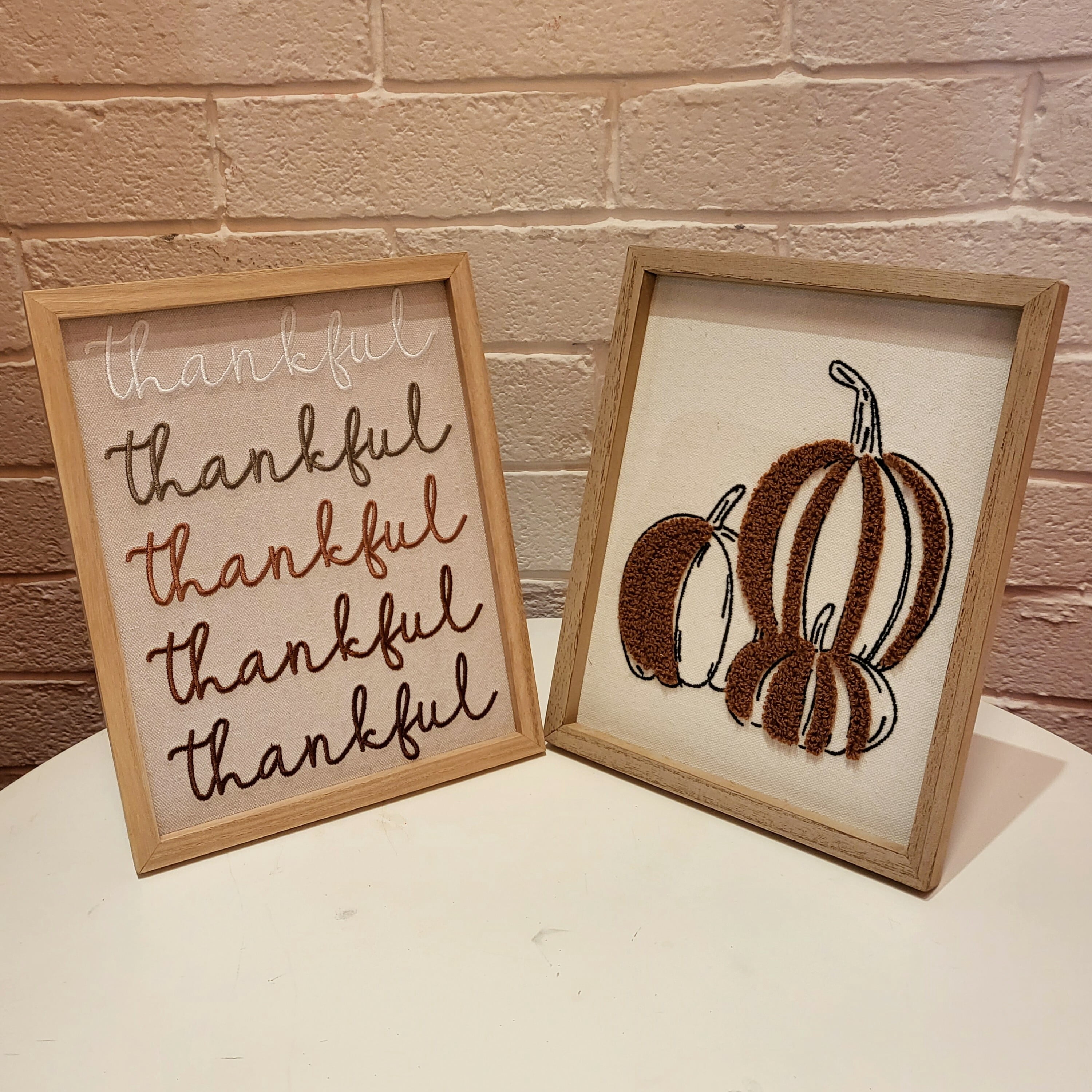 Thankful Embroidered Framed Wall Decor, Multicolor, 8" x 10", Harvest by Way To Celebrate