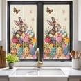 thumbnail image 2 of Easter Bunny Window Privacy Film, Colorful Eggs Spring Tulips Flower Vintage Static Cling UV Sun Blocking Heat Control Window Tint Day and Night, Non-Adhesive One Way Privacy Cover 19.6''x39.3'', 2 of 7