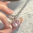 thumbnail image 1 of New  Niche Necklace Creative Personalized Light Luxury Advanced Split Love Micro Zircon Sweet  Necklace, 1 of 7