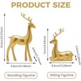 thumbnail image 3 of 2Pcs Gold Christmas Reindeer Decor, Standing Sitting Deer Figurines, Mini Reindeer Statues Sculpture, for Indoor Home Cabinet Mantle Table Top Christmas Decorations, 3 of 15