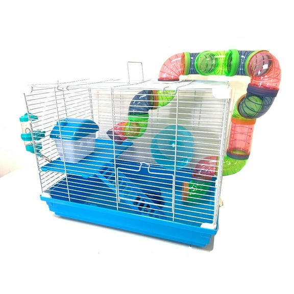 2-Floors Syrian Hamster Home Rodent Gerbil Mouse Mice Habitat House Tunnel Cage