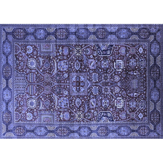 Ahgly Company Machine Washable Indoor Rectangle Oriental Blue Traditional Area Rugs, 4' x 6'