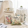 thumbnail image 3 of Happy Easter Eggs Bunny Decorative Throw Pillow Cover 30x30 Set of 4, Religious Rejoice Rabbits Carrot Flower Blessings Outdoor Pillowcase, He is Risen Cross Floral Cushion Case Home Decor, 3 of 6