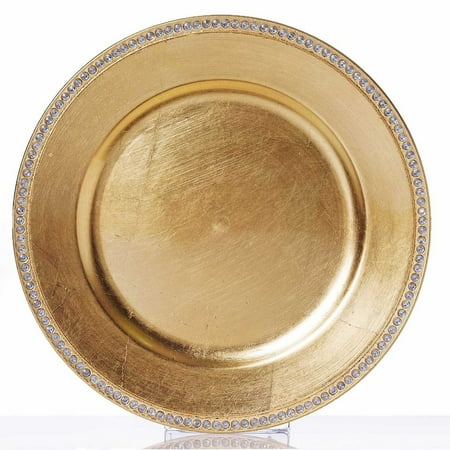 

BalsaCircle 24 Gold 13 Crystal Beaded Acrylic Round Charger Plates