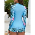 thumbnail image 4 of Sociala Two Piece Rash Guard for Womens Long Sleeve Swimsuits Sets UV UPF 50+ Swim Shirt with Boyshort Bottom, 4 of 5