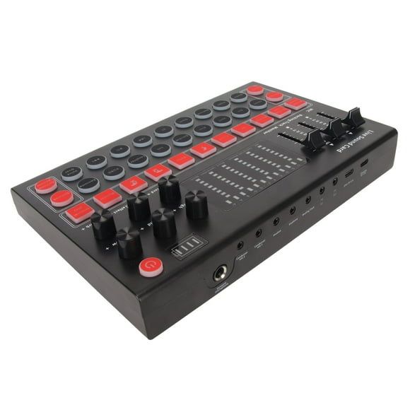 Broadcast Sound Card, 8 Sound Effects Sound Board 10 Special Effects Plug And Play Noise Cancellation Black For Computer For Live Streaming