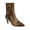 Woodland Taupe Snake Leather, variant on Women's Anna Pointed Toe Kitten Heel Boot Black Leather 10M